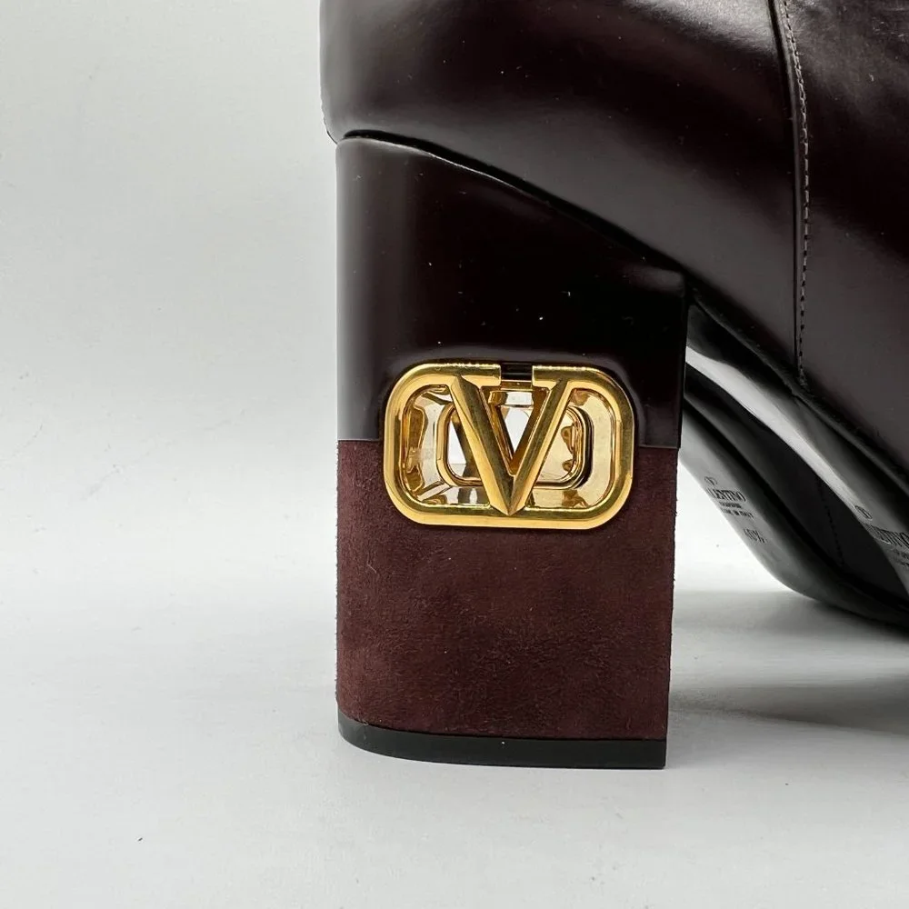 Valentino Garavani VLogo Heritage Leather VLogo-Heel Booties Made in Italy Sz 40 - Picture 4 of 14
